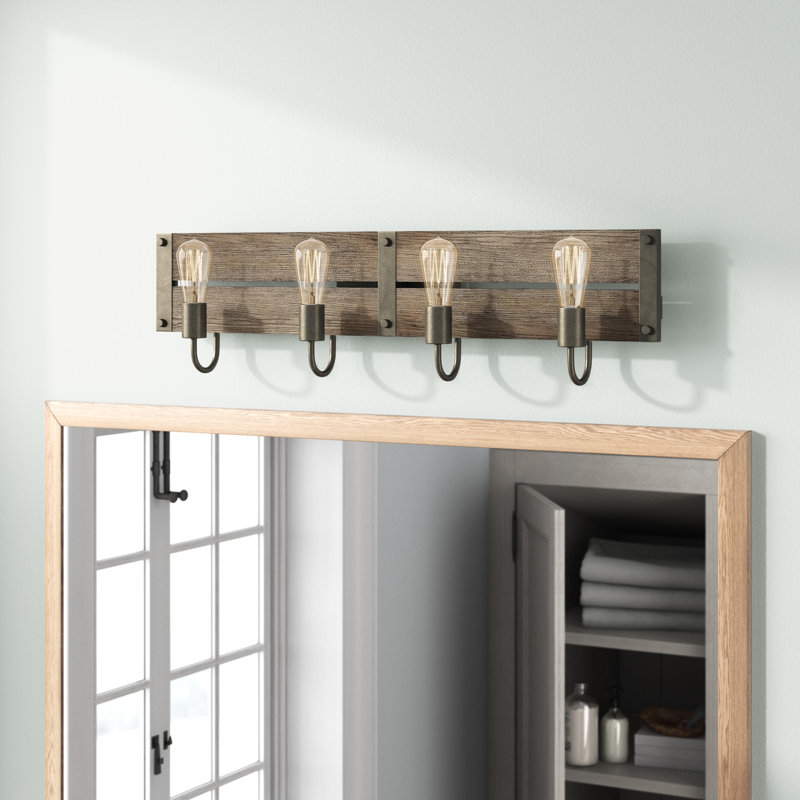 Birch Lane™ Freeland 4Light Dimmable Bronze/Aged Wood Vanity Light